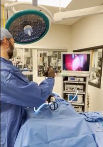 Dr Crawford performing abdominal surgery at BBVSH