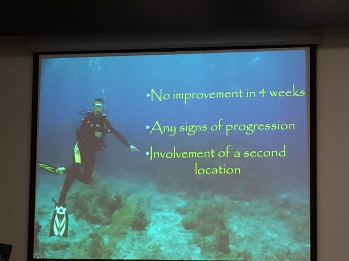 Dr. Gordon always manages to entertain whatever crowd he speaks to.  Yes - that is Dr. Gordon in the SCUBA gear :)