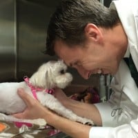 Dr. Peter Gordon checking in with his little patient.